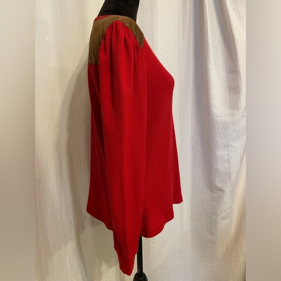 Tommy Hilfiger Red Thermal Blouse Size Large - Picture 6 of 9
